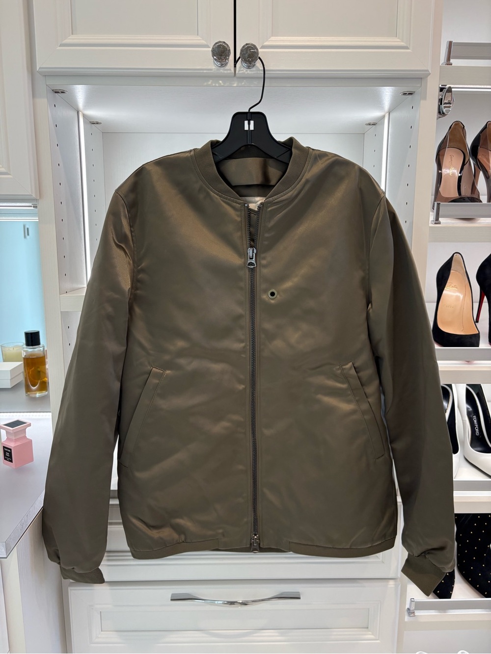 Men's Acne Studios Olive Green Bomber Jacket - Minimalist Zip Front